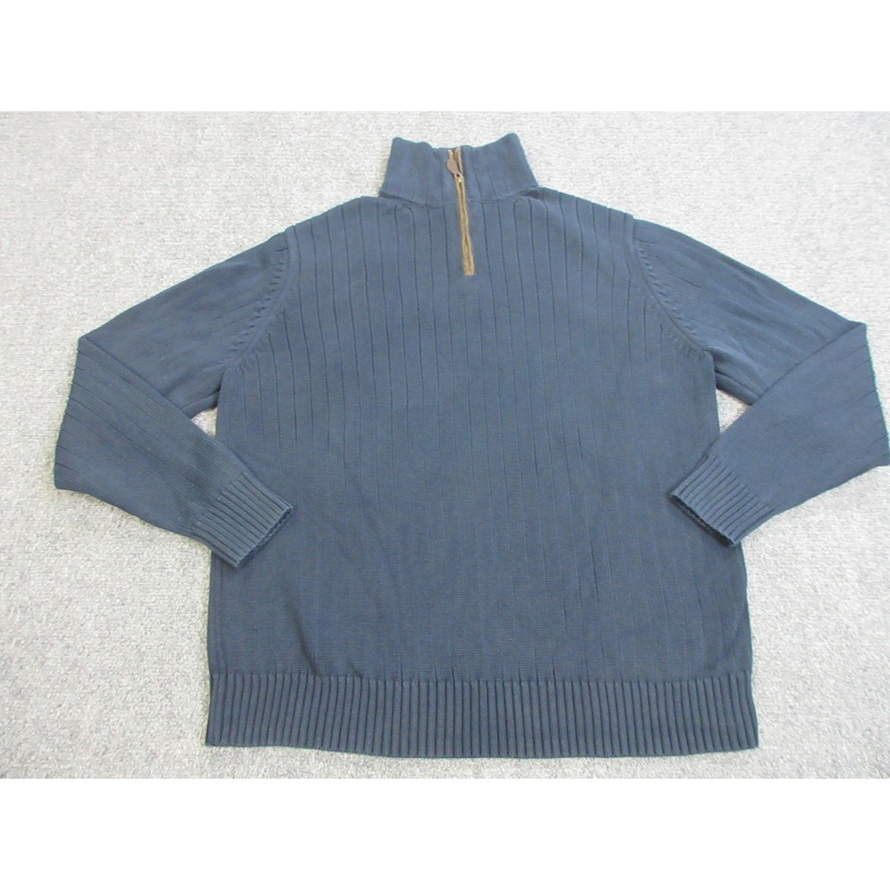 Vintage Brooks Brothers Sweater Mens Medium Blue Pima Cotton 1/4 Zip Ribbed Knit